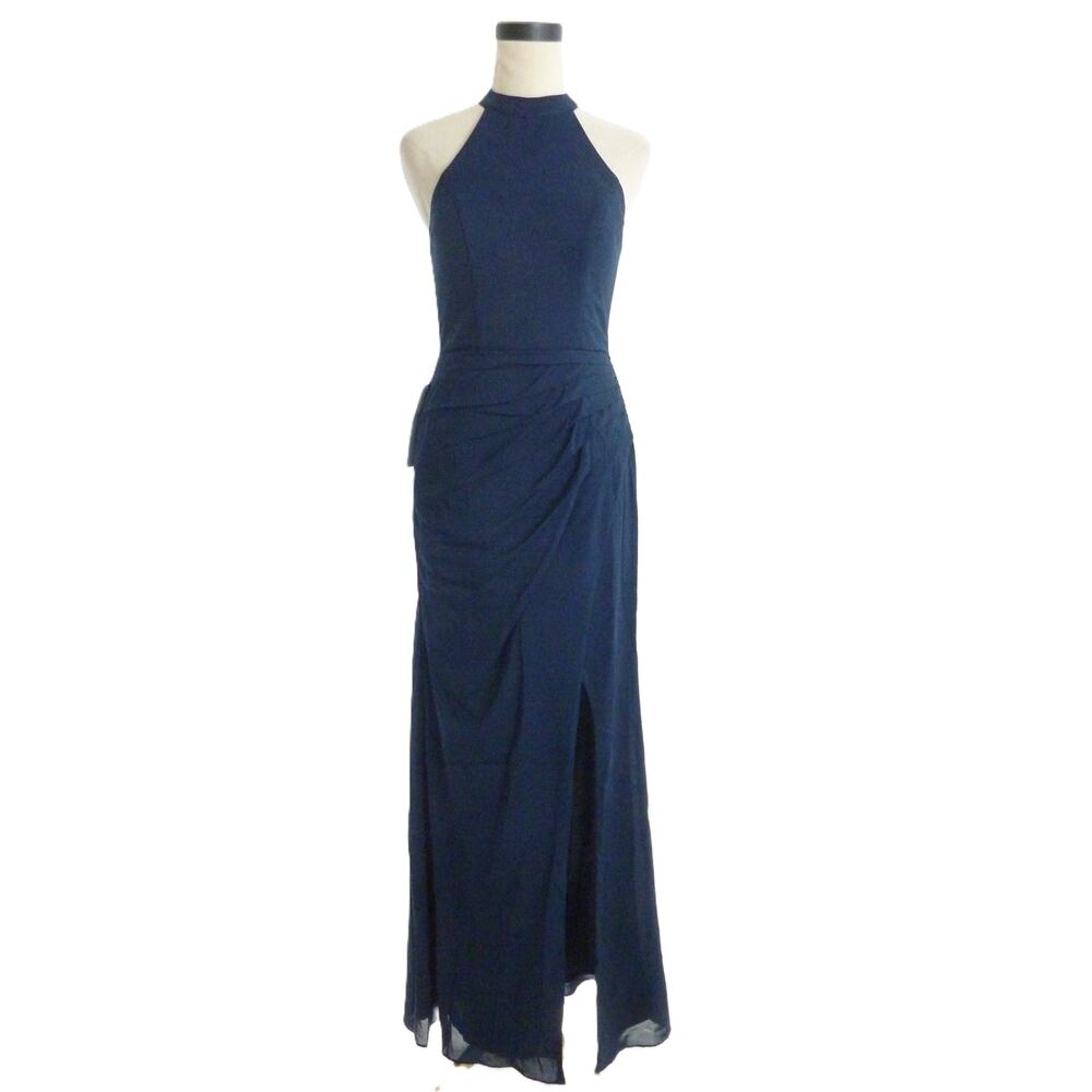 NWT Azazie Galicia Navy Halter Dress Size A6